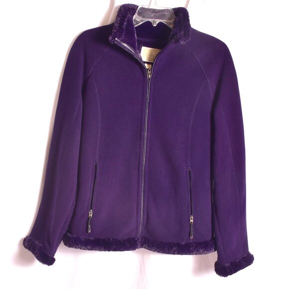GreenTea Jackets & Blazers - Green Tea Jacket Zip Front Fleece Jacket Faux Fur lining Size Medium